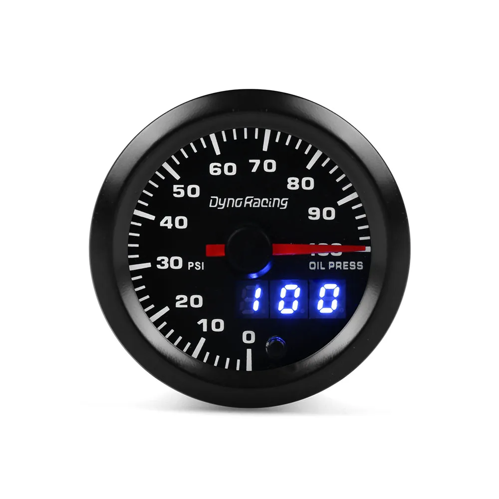 

Dual Display 52MM 7 Colors Dynoracing Oil pressure gauge 0-100PSI Oil press gauge with stepper motor