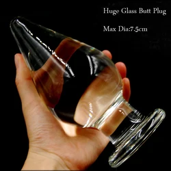 Big Anal Plug Size 16cm*7.5cm Super Large Transparent Crystal Glass Butt Plug Anal Dildo, Huge Anal Sex Toys For Woman Men.