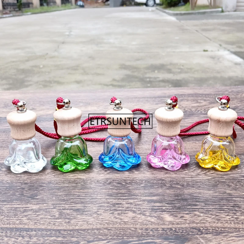 100pcs 7ML Small Car Rose Pendant Car Hanging Perfume Bottle Glass Empty Bottle Car-styling F2374