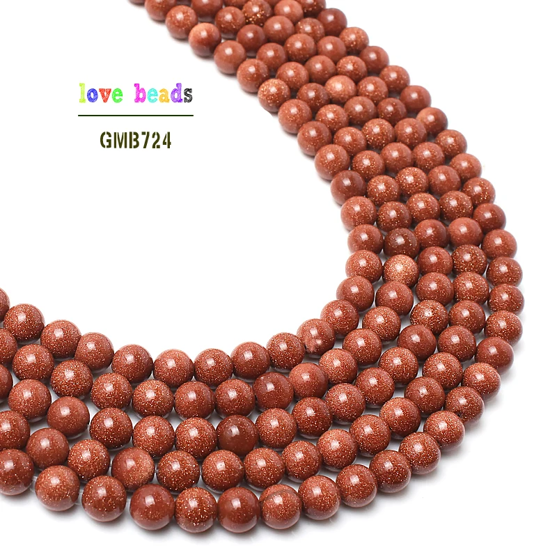 wholesale Natural Stone Beads Golden Sand Round Loose Beads For Jewelry Making 15.5 inches Pick Size 4/6/8/10/12/14 mm-F00098