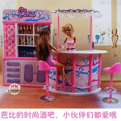 For 30 cm  House Mini Furniture Happy Hour Relax Time Fashion pink Bar suit for kurhn licca blyth Doll Pretend Play Toys 1/6