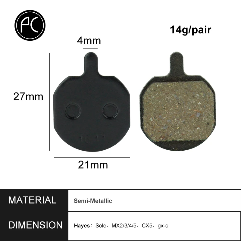 PCycling 4 Pairs High Quality Bicycle Disc Brake Pads For Hayes Sole MX2 MX3 MX4 MX5 CX5 GX-C GX2 Semi-Metallic Resin Brake Pad