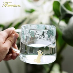 Creative Shiba Inu Glass Coffee Mug 320ml Cute Squirrel Tea Mug Elk Tea Cup Heat Resistant Glass Beer Mug Coffee Cup Dropship