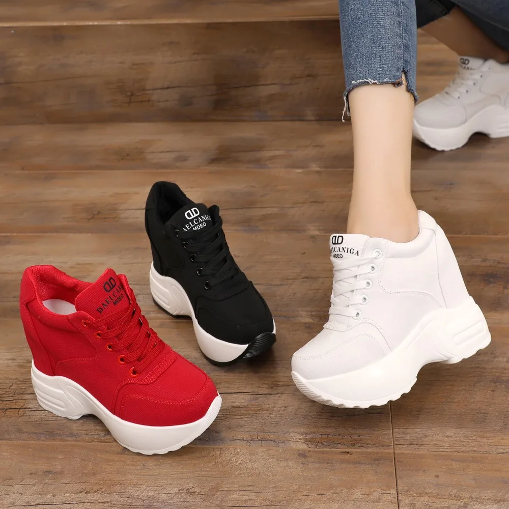 New 2025 Casual Women Shoes Height Increasing 11CM Ladies Shoes Mesh Breathable Platform Shoes Wedge  Female Shoes Sneakers