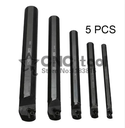 5 pieces/sets 6mm 8mm 10mm 12mm 16mm SCLCR06/SCLCR09 Lathe Turning Holder Boring Bar Insert For Semi-finishing