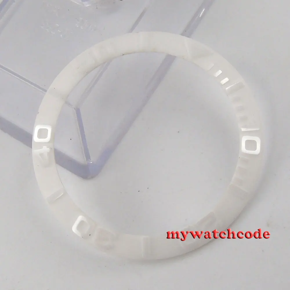 Insert de lunette en céramique blanche lisse, 39.8mm, pour montre, fabriqué par parnis factory 16