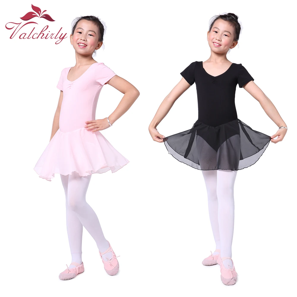 Valchirly Girls Ballet Chiffon Dress,Kids Cotton Lycra Tutu Ballet Skirt,Gymnastics Leotard Costume