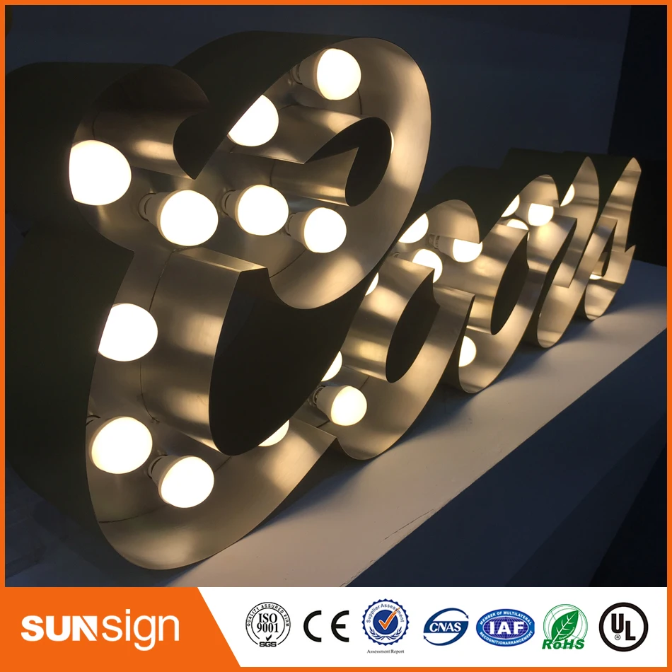 Stainless steel channel lighted letters signs