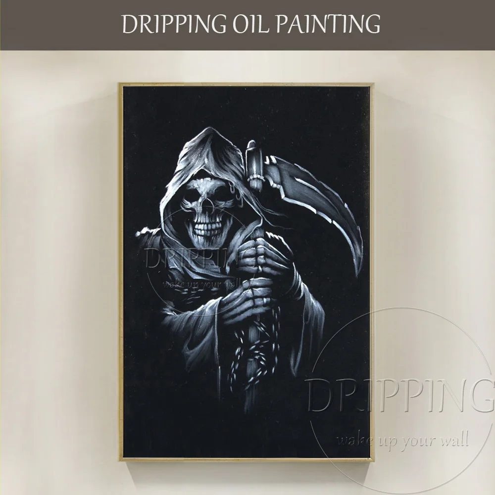 

Skilled Artist Handmade High Quality Abstract Devil Oil Painting on Canvas Hand-painted Skull Death Oil Painting for Wall Decor