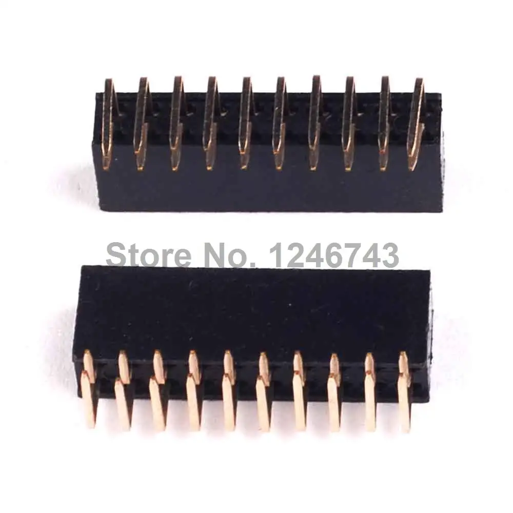 10PCS 2*10P 2.54mm Double Row Curved Header Female Connector