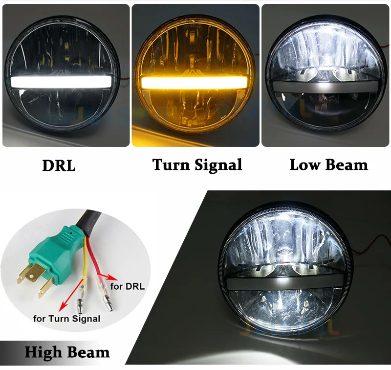 Front Light Round Headlights with strip light 7 inch 7