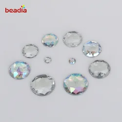 Round Rinestones 6-20mm Crystal Stone 2 Holes Sliver Flatback Acrylic Sew On Garment Beads For Sewing Bags&Dress Clothes&Shoes