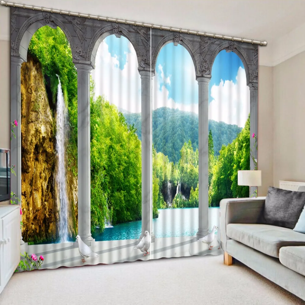 

Photo Customize size Classic Home Decor nature scenery roman curtains blackout bedroom curtains