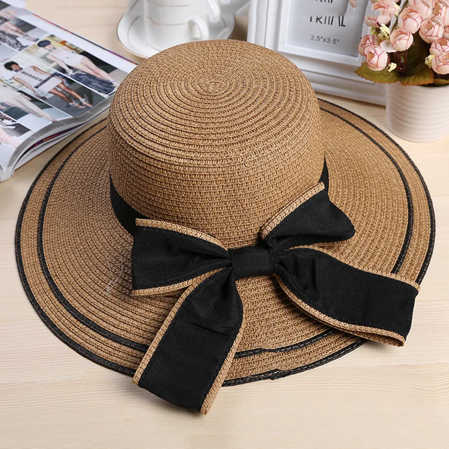 Outdoor folding straw hat female summer Korean version of the tide along the ladies sunhat sunscreen sun hat summer beach hat