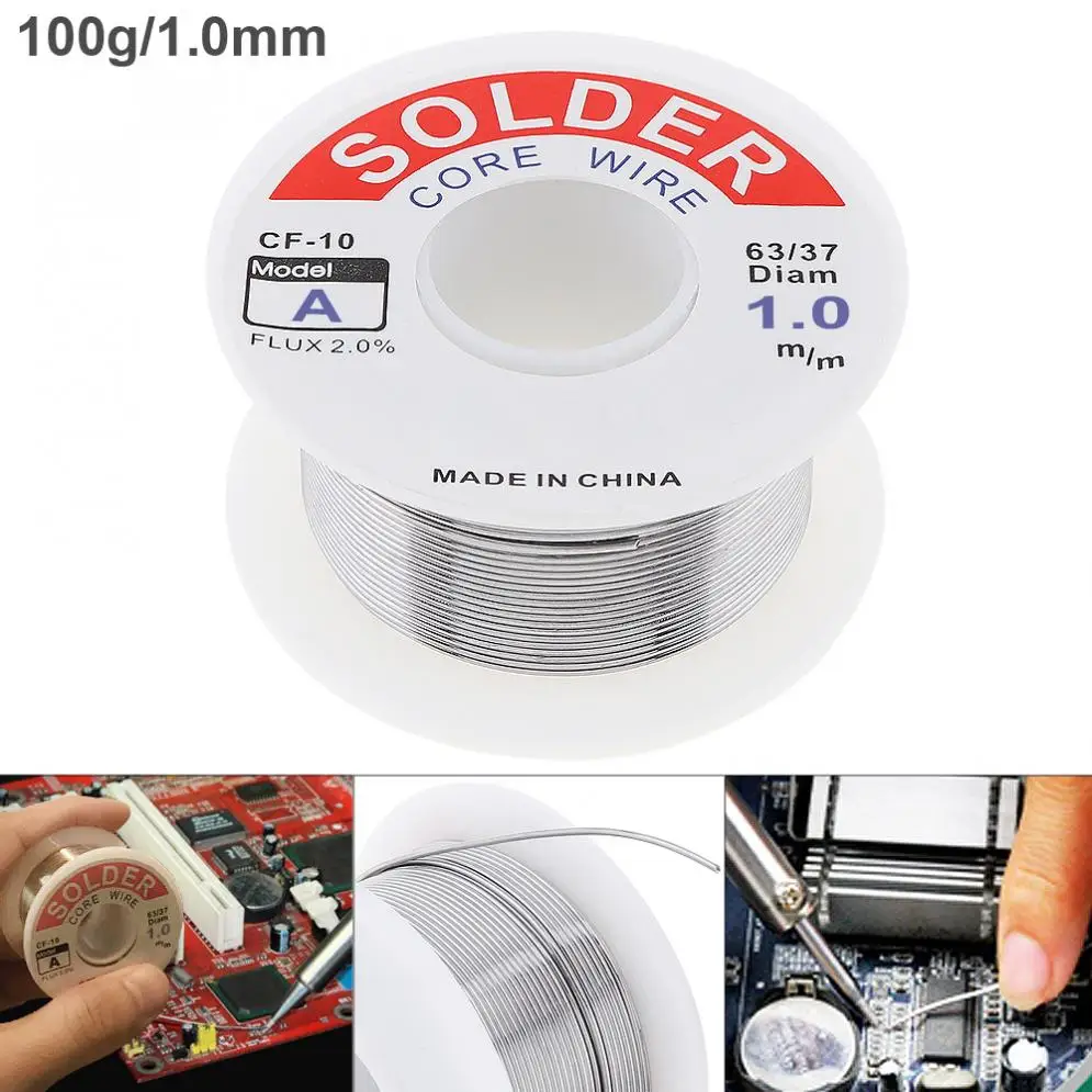 

63/37 100g 1.0mm Tin Fine Wire Core 2% Flux Reel Welding Line Solder Wire with Low Melting Point for Electric Soldering Iron