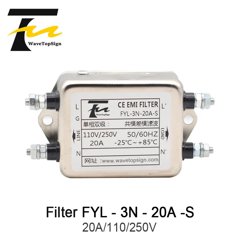 WaveTopSign винтовой фильтр серии FYL-3N-S, ток 10 А, 20 А, напряжение 250 В