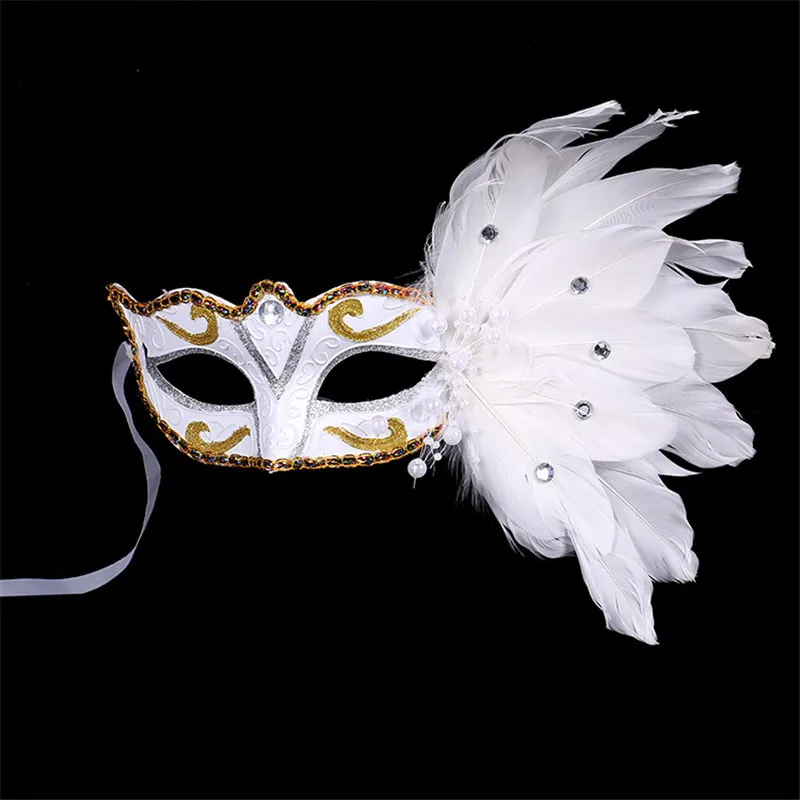 1 pçs masquerade pena sexy máscara veneziana feminino para rosto multi cor princesa máscara sexy metade halloweenmas máscaras de penas decoração