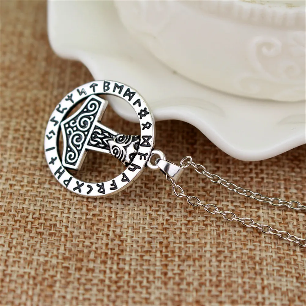 Vintage Newest Viking Necklaces Antique Silver Plated Thor Hammer Pendant Necklace For Men Women Mjolnir Jewelry Collares Gift