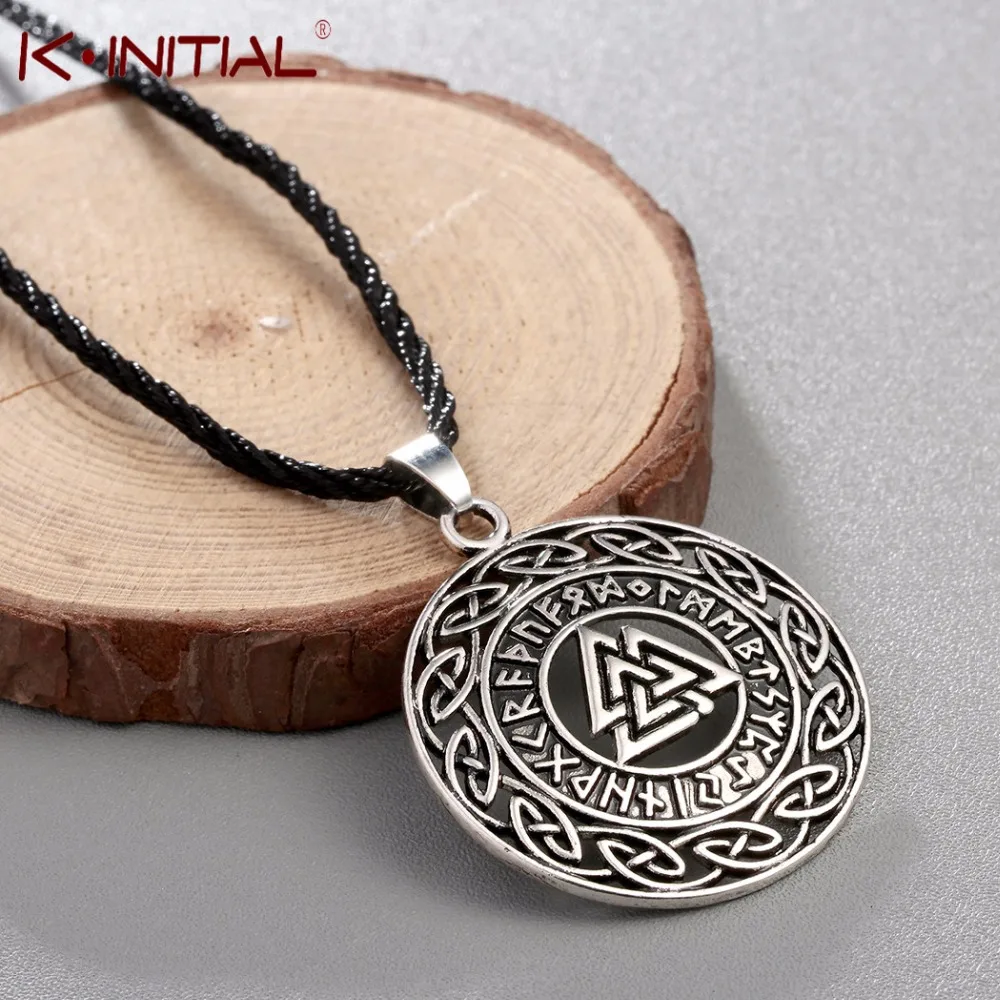 Kinitial Infinity Knots Runes Necklace For Men Runic Norse Valknut Vikings Wikinger Antique Charm Pendants Necklaces Coiler