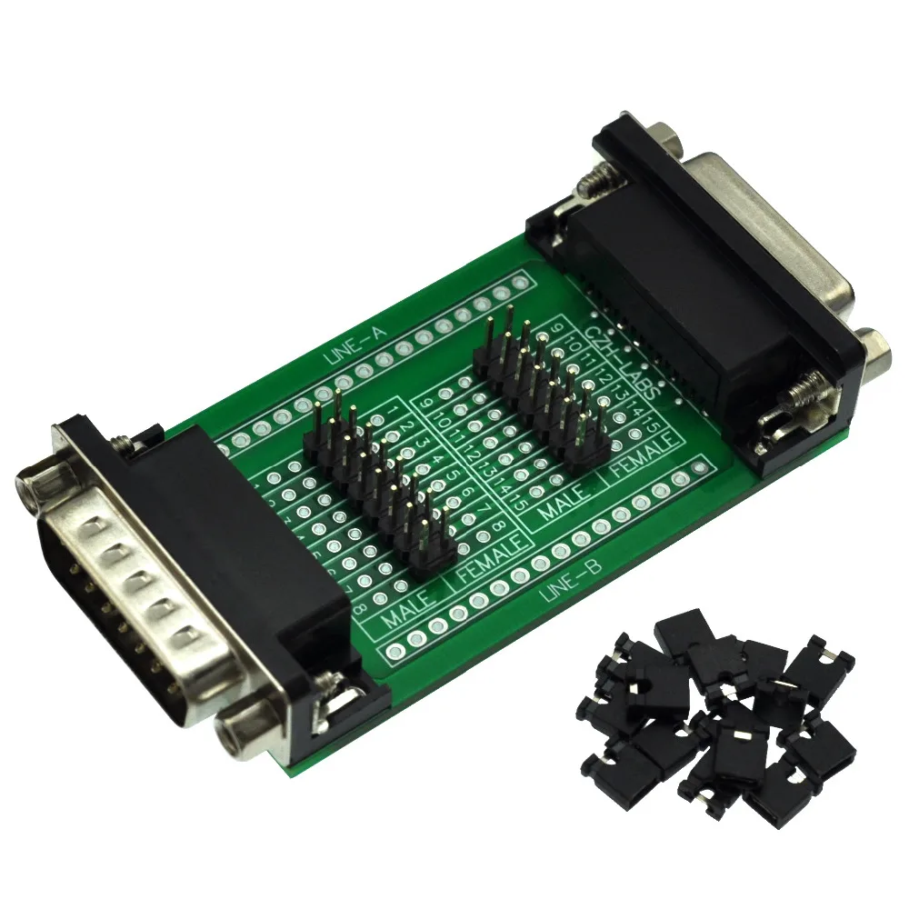 

CZH-LABS D'sub DB15 Diagnostic Test Breakout Board, DSUB DB15 Connector Male to Female.