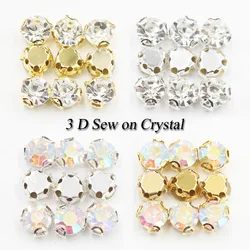 4mm-8mm Shiny Sparkle Crystal Strass Sew on Rhinestone Stones for Clothes Dress Handbag 3d Sewing Rhinestones Decoration DIY