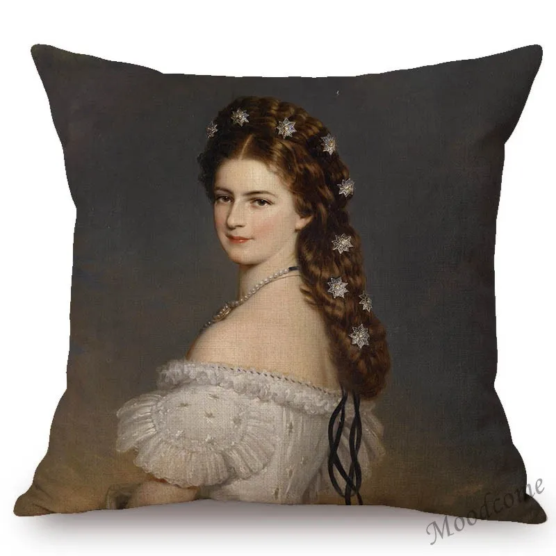 Franz Xaver Winterhalter Rococo Royal Court Princess Queen Beautiful Lady Portrait Oil Painting Sofa Pillow Case Cushion Cover