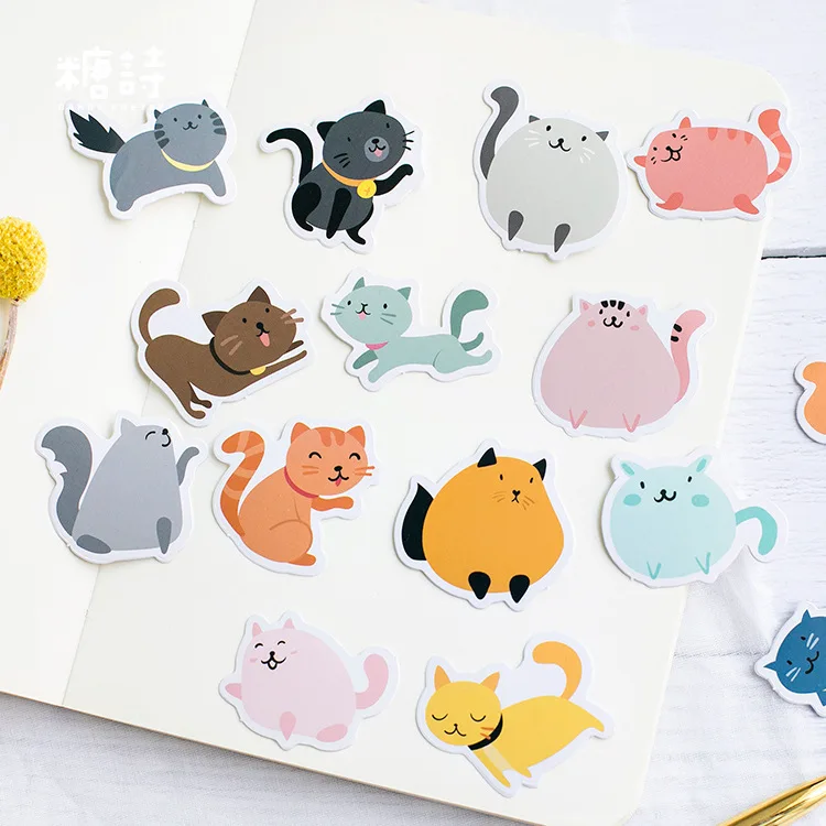 45 pcs/pack Cute many coloured cats Label Stickers Decorative Stationery Stickers Scrapbooking DIY Diary Album Stick Label