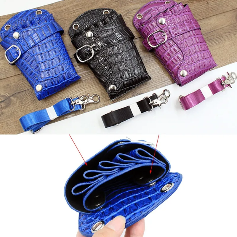 Black Brown Blue PU Barber Scissor Shear Organizer Stylist Holster w/ Nylon Belt Salon Hairdresser Clippers Waist Tool Pouch H8B