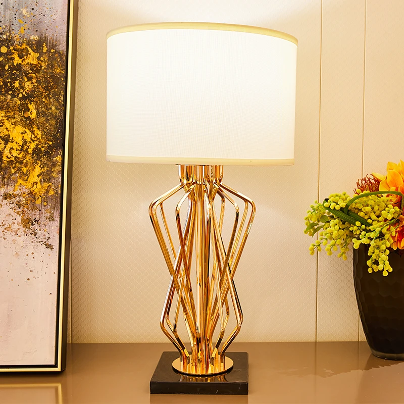 

Metal Table Lamps For the Bedroom For Living Room Marble Base Table Lamp Metal Strip Iron Table Lamp Golden Color Led Table Lamp