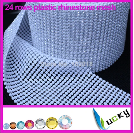 

Free shipping!Factory price 5 yards plastic base 24rows rhinestone mesh with high quality clear strass crystal trimming chains