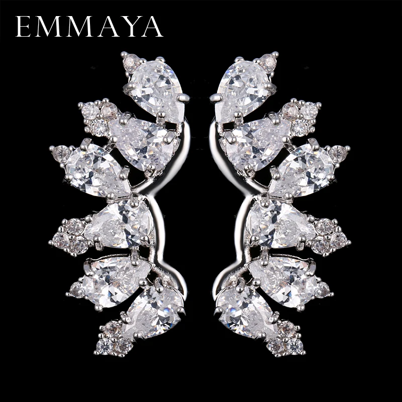 EMMAYA Luxury Austrian Clear CZ Earring for Women Fashion Party Elegant Stud Earrings Jewelry