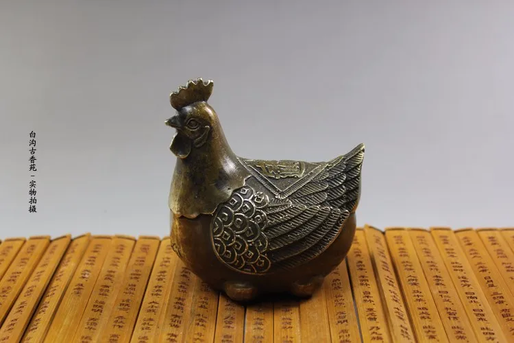 

bronze Pure Copper Brass decoration luck zodiac chicken hen broody defends Lucky town house antique ornaments statue