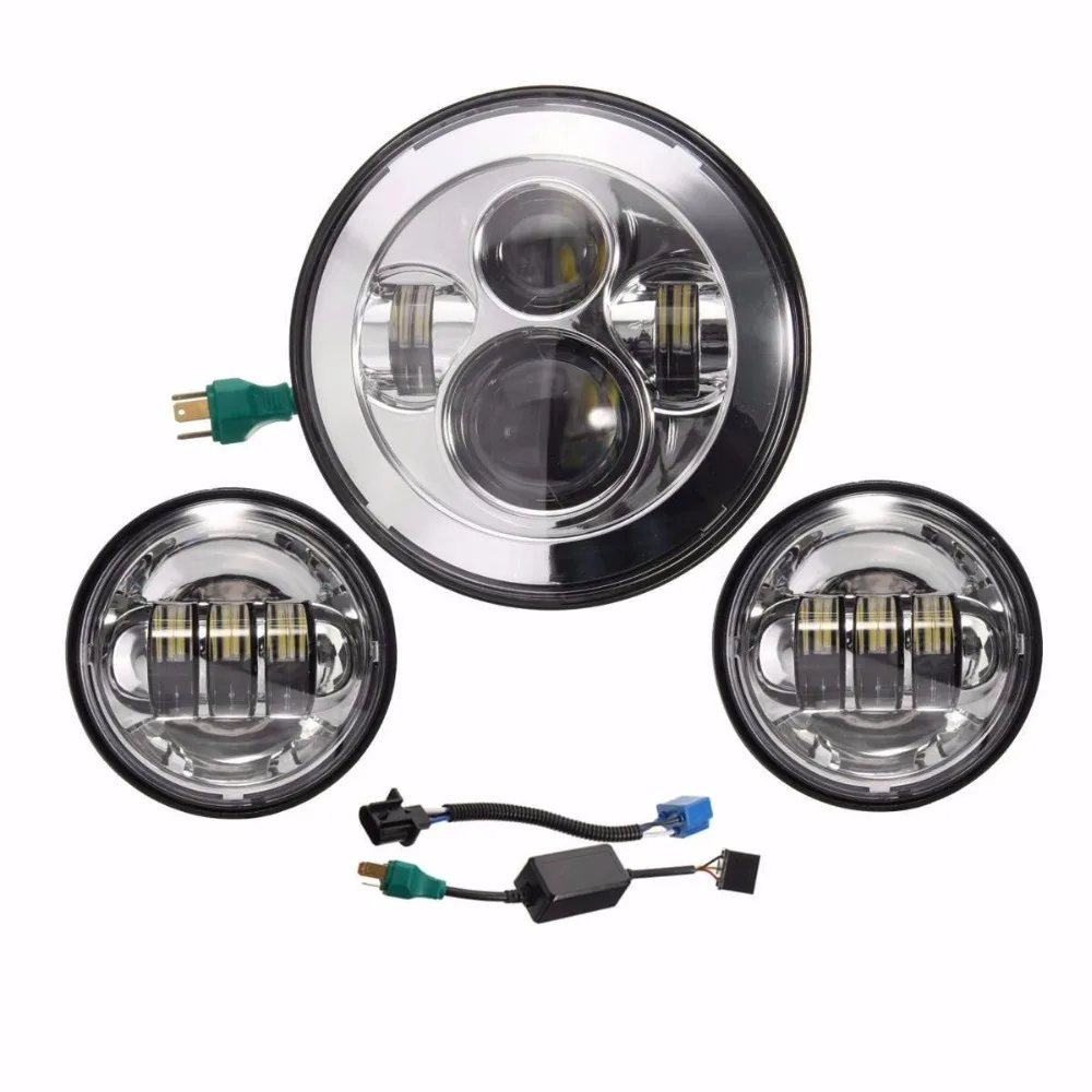 

1set 7 Inch Motorcycle Chrome/black LED Projector Headlight + Passing 4.5inch LED fog Light For motorcycle
