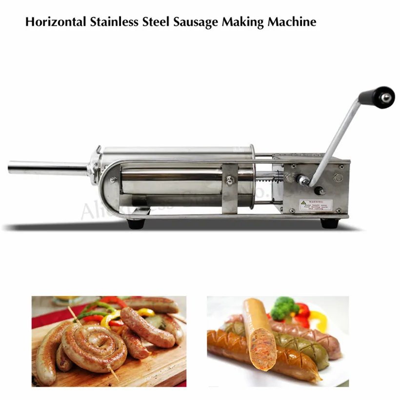 7L Horizontal Manual Stainless Steel Sausage Stuffer Butcher Shops Sausage Meat Filler Restaurants Spanish Churros Machine