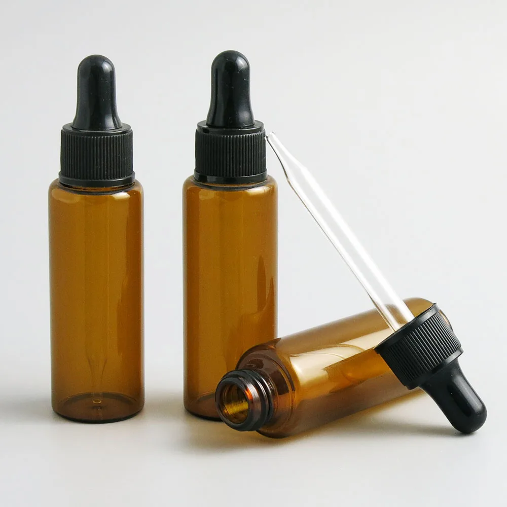 360 x 30ml Empty Refillable Amber liquid Reagent Pipette Bottle 30cc 1oz Brown Glass Eye Dropper Drop