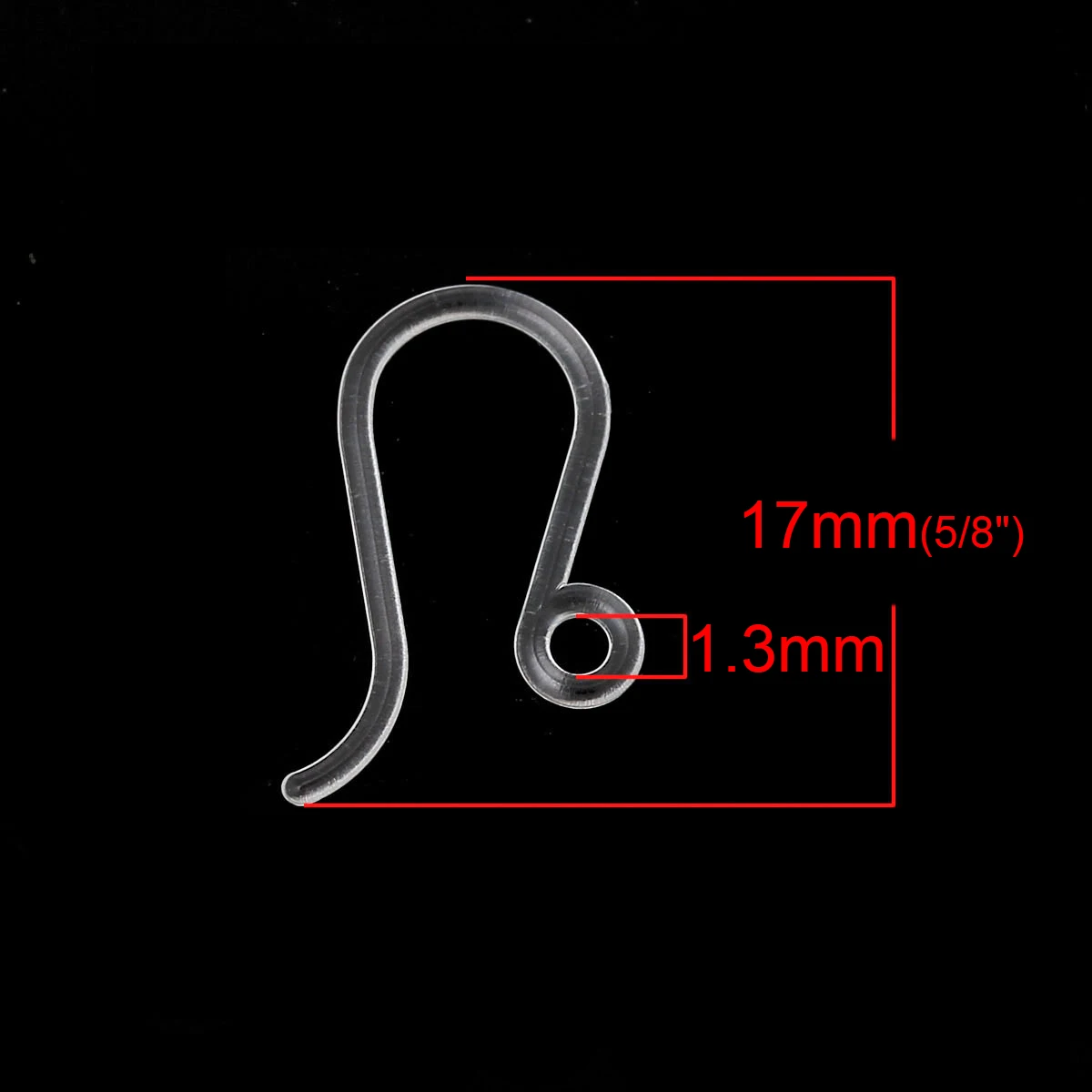 8Seasons Plastic Ear Wire Hooks Earring Findings Transparent W/ Loop DIY Jewelry 17mm x 8mm, Post/ Wire Size: (21 gauge), 20 PCs