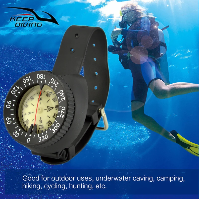 Outdoor Waterproof Compass Underwater 50m Depth For Diving Caving Camping Hunting Compass With ABS Wristband