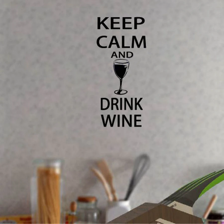 Wine Wall Decals Bar Wall Sticker -  Keep Calm and Drink Wine - Funny Bar pub Wall Art Decor