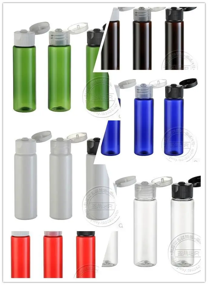 

Capacity 30ml 400pcs /lot transparent flat shoulder flip bottles, plastic cap bottle, without internal plug