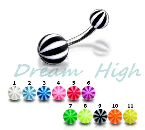 

Wholesale Navel piercing UV Ball Belly Button ring Body Jewelry 316L Surgical steel 100 pcs/lot Mixed color