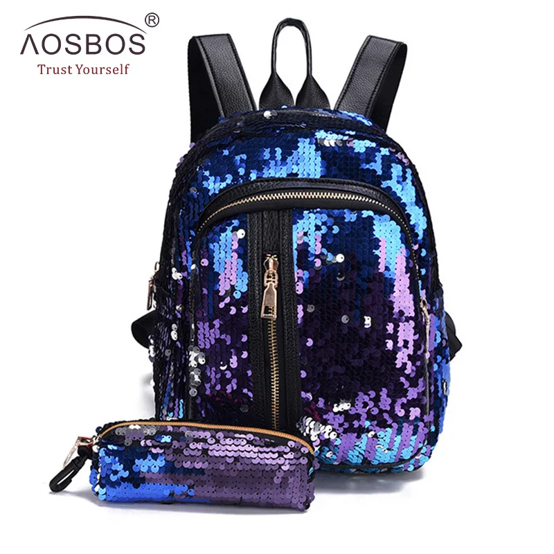 2pcs/set New Sequins Women Backpack for Teenage Girl Fashion Bling Rucksack Student School Bag with Pencil Case Clutch Mochilas