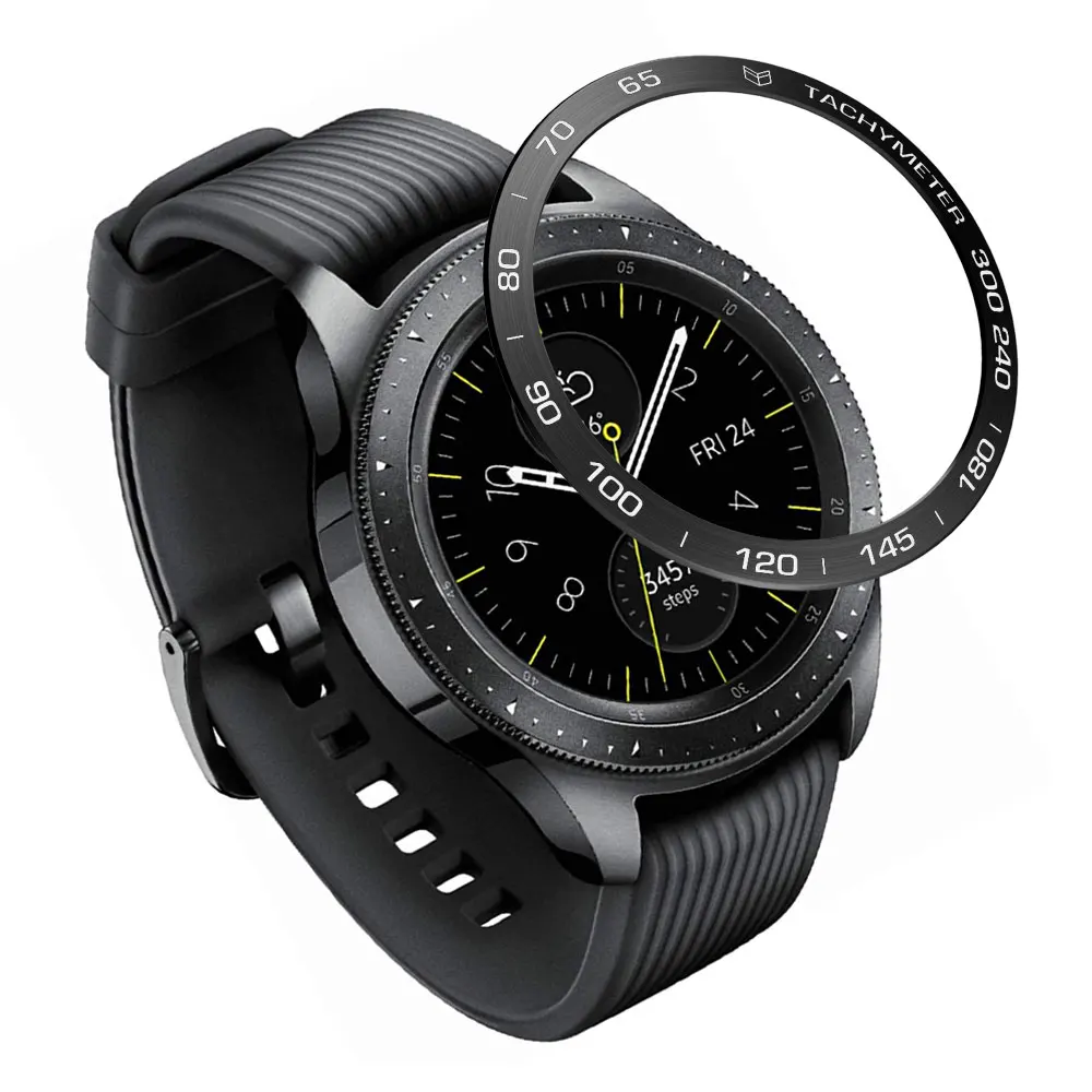 サムスンギャラクシーウォッチ用スチール接着剤,42mm/46mm/gear s3フロンティア,ベゼル,傷防止金属カバー,スマートウォッチアクセサリー