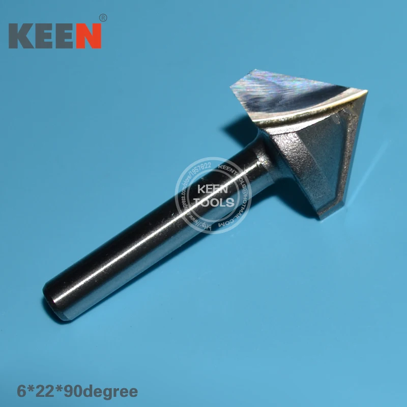 6*22*90Degree  V Shape Woodworking Milling Cutters, CNC Router Bits, Wood Engraving Tools on 3D Carving Cutting Machine