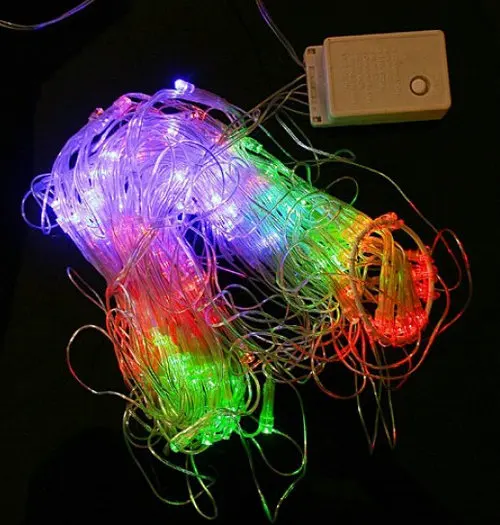 Kleurrijke 120 Lampen Led Rgb Net Licht Sprookjesachtige String Lamp Kerst/Bruiloft Spider Net Raam Decoratie Ornament-Multi Color