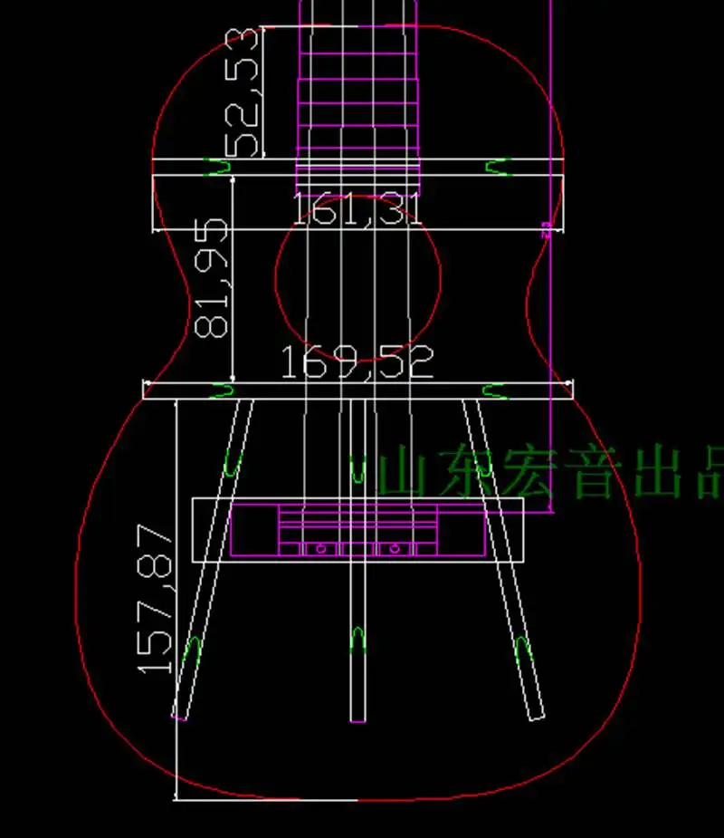 23 26 inch ukulele template small four-string guitar making mold shape sound hole sound beam position wood
