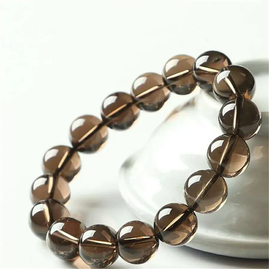 Natural Brown Smoky Crystal Quartz Bracelet Stretch Crystal Round Beads Women Men 8mm 10mm 12mm 14mm 16mm AAAAAA