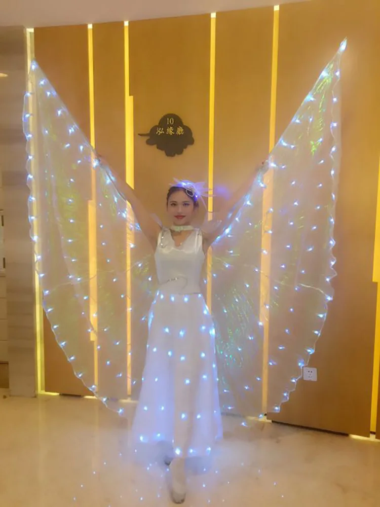 woman ballet butterfly dress with wings children\'s ballet skirt adult ballet dance cloak glow LED luminous dance costume