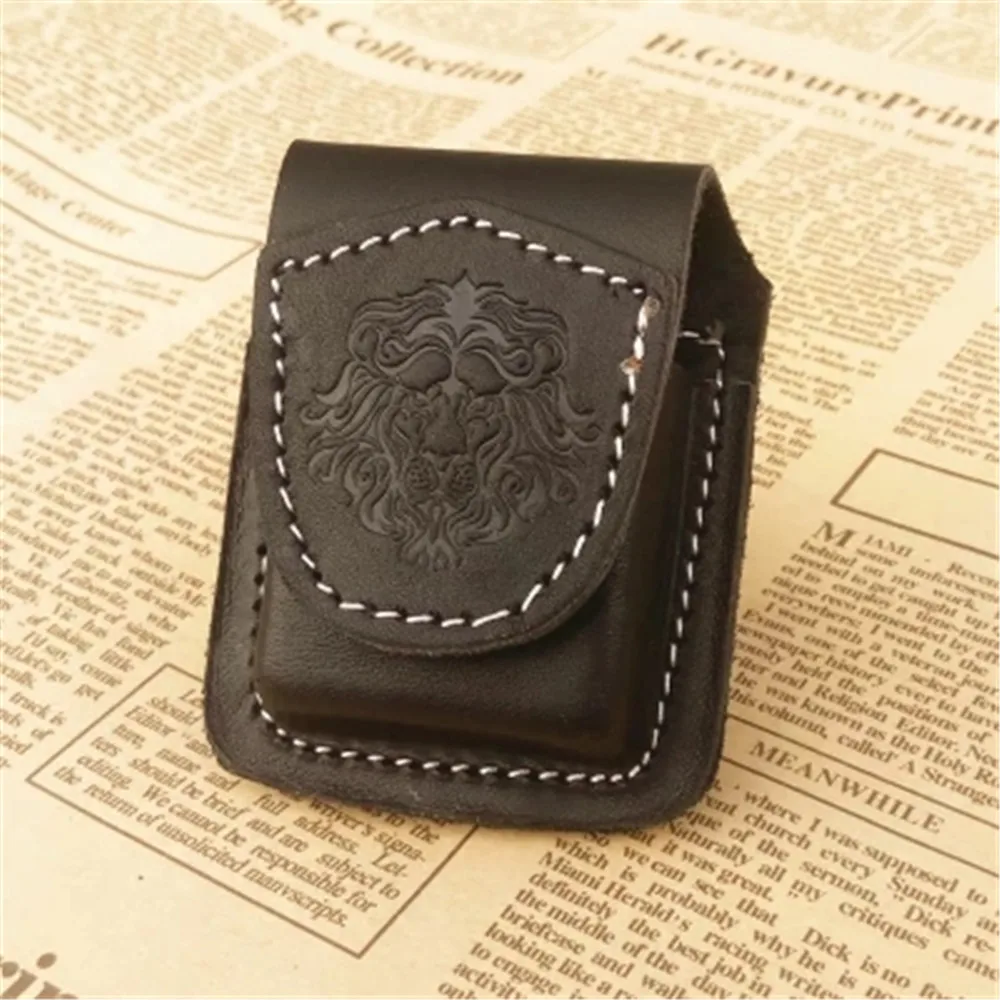 Leather Cigarette Lighter Case, Lighter Holder, Pouch Box Loop for Flat Zippo Lighter Case, No Lighter