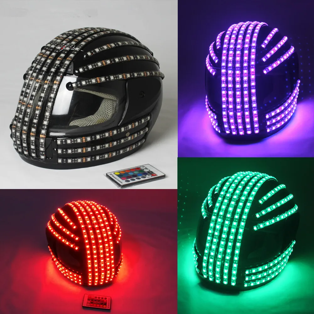 RGB Color LED Helmet Monster Mask Luminous Hat Dance Clothes DJ Helmet For Performances LED Robot  Performance Party Show