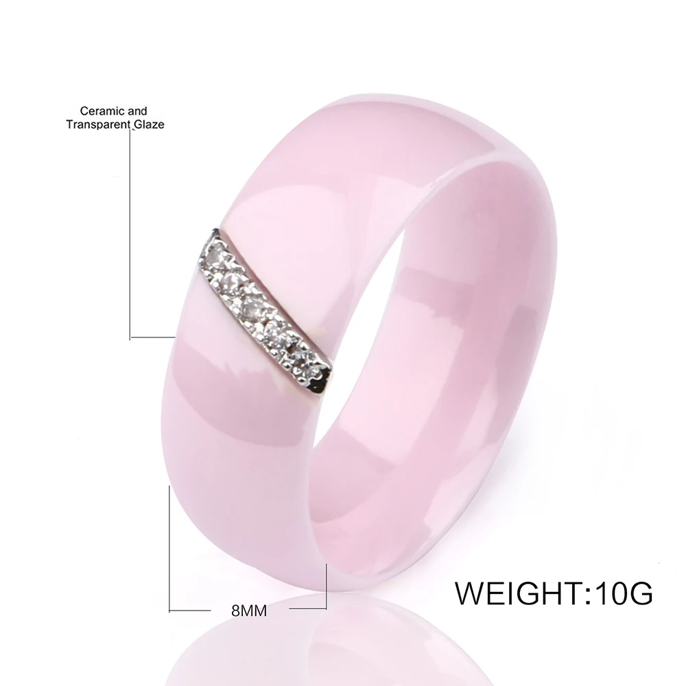 8MM Blue Pink White Black Ceramic Rings Women Jewelry Fashion Style Made Of Ceramic Comfort Fit Finger Rings Anniversary Gift